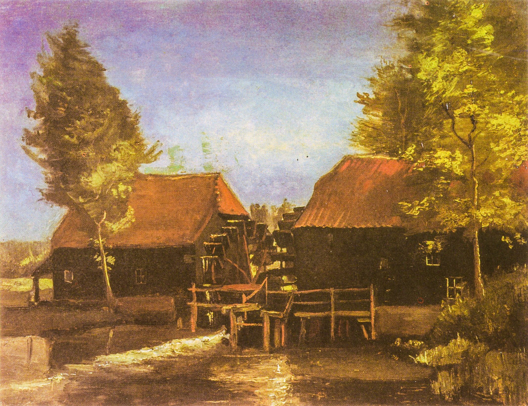 Картина Ван Гога Водяная мельница в Коллен близ Нюэнена 1884